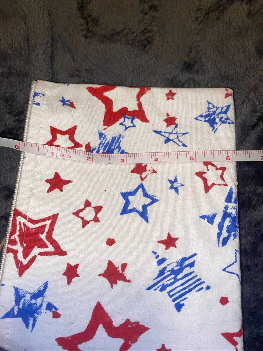 Anju Red & Blue Star Canvas Wristlet Clutch